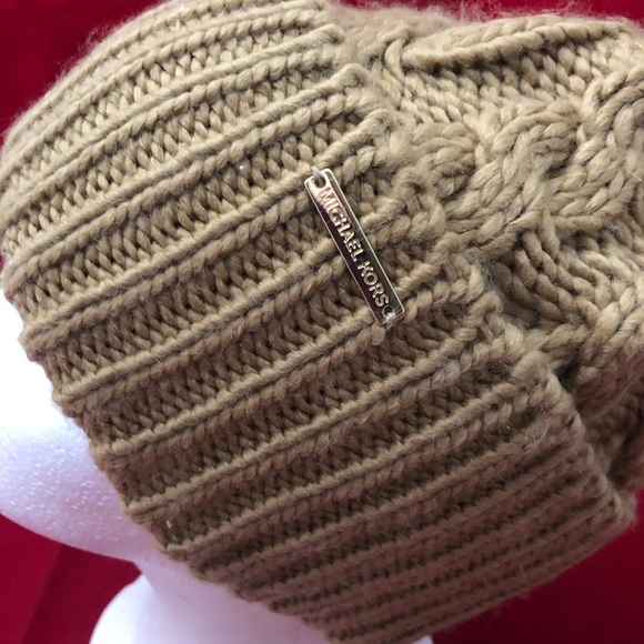 Michael Kors Women Camel Brown Tan Cable Knit Winter Beanie Hat O/S - Picture 9 of 9
